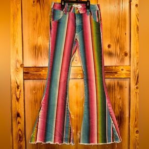 Colorful Striped Kids Flare Jeans